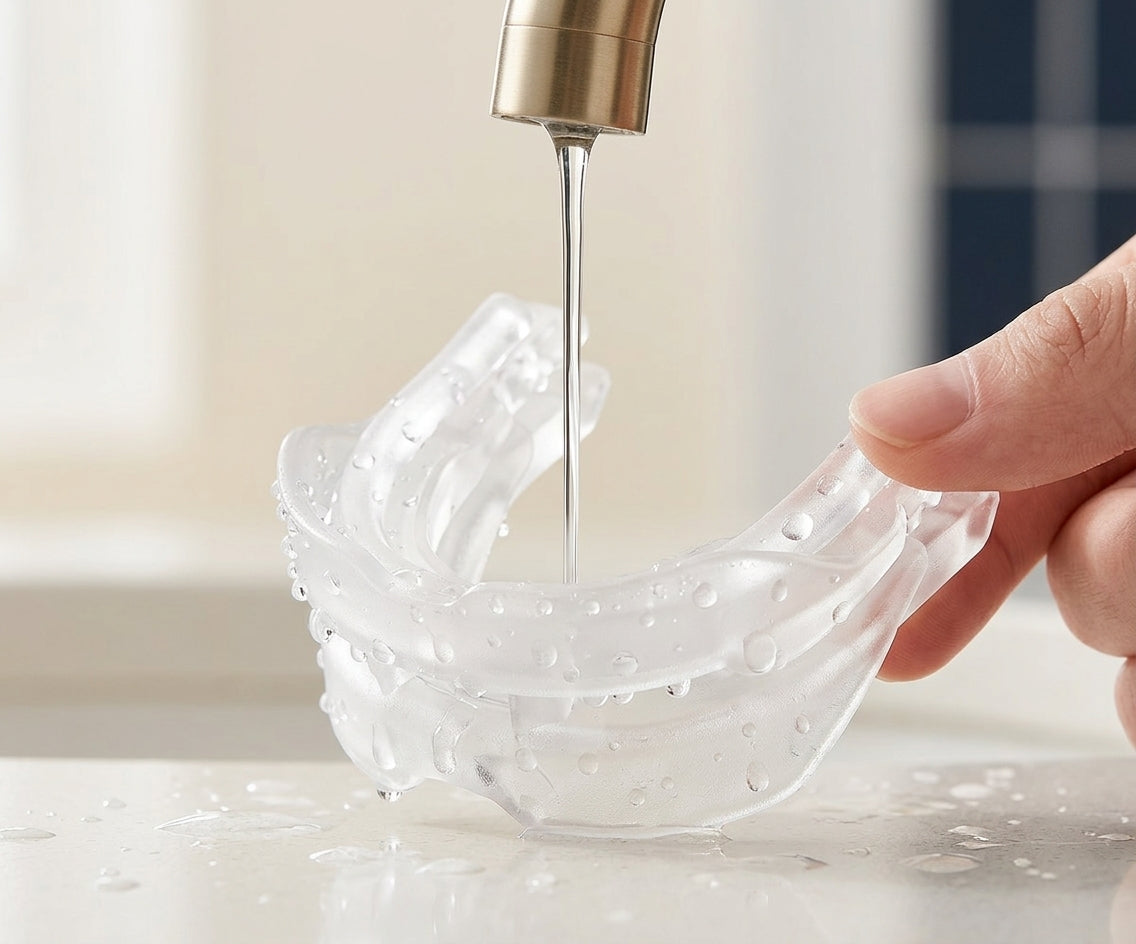 Boquilla bajo un hilo de agua de la canilla